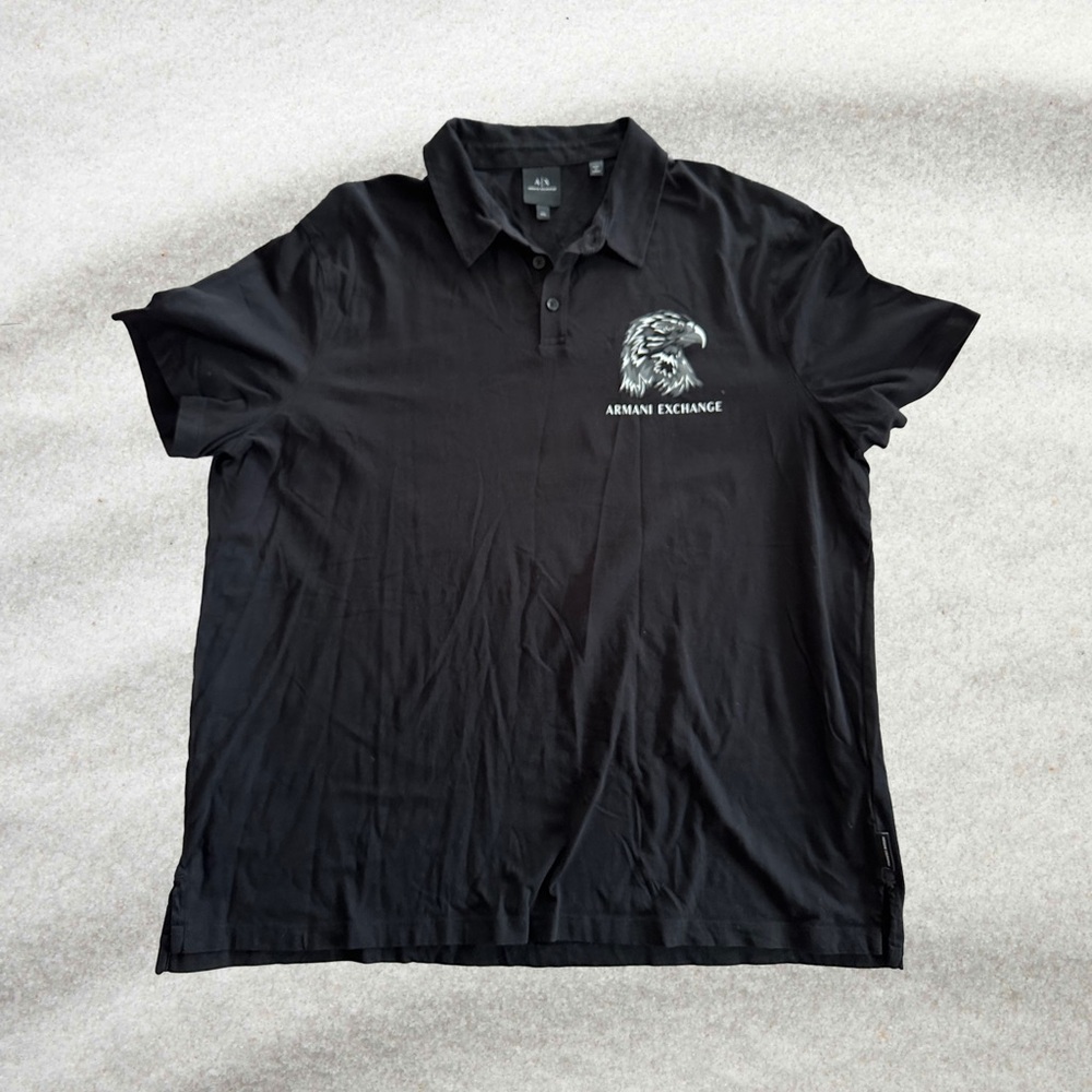 ARMANI EXCHANGE Men's Classic Fit Milano/New York Jersey Polo Black Size XXL